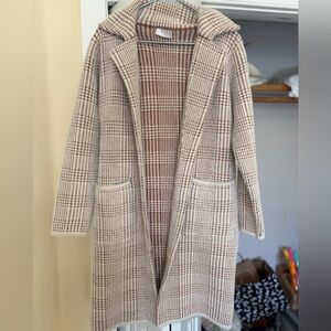 Sage Brown and Cream Houndstooth Coat